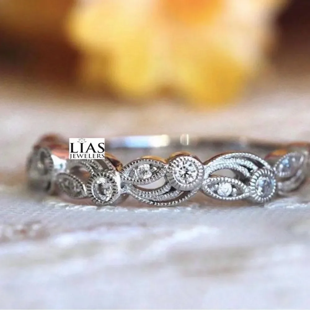 New 18k white gold wedding band wedding ring